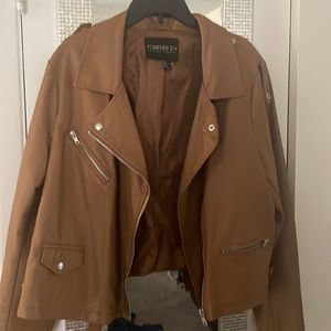 Forever 21 Brown leather jacket plus size